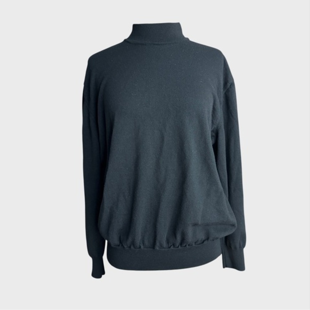 Vintage Women's XL Black Wool Sweater‎ Made in Italy Corporate Goth Preppy